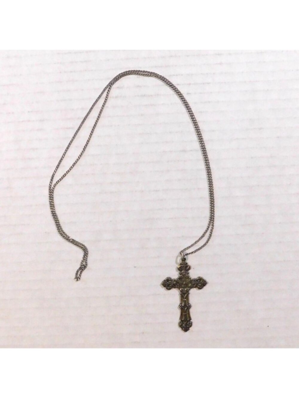 Vintage Sterling Chapel Cross Necklace 27" Endless Chain Ornate 2” Pendant - Picture 2 of 9